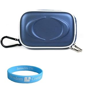 Camera Case for Flip Video SlideHD and MinoHD (Eva Blue) + SumacLife TM Wisdom Courage Wristband