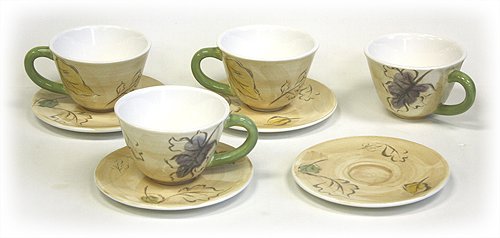 

8 Piece 9.5 Oz. Seasons Tea Cups & Saucers Set by Hues & Brews