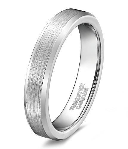 Tungsten Carbide Wedding Band Rings for Men Women Matte Polished Finish 4mm