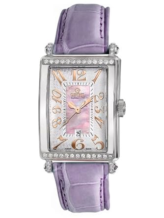 14a pink mother-of-pearl genuine alligator strap watch
