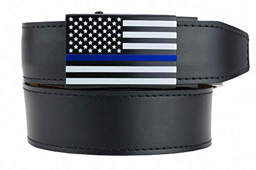 Algopix Similar Product 6 - USA Thin Blue Line Black Leather Belt