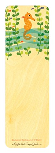 Algopix Similar Product 16 - Seahorse Wood BookmarkRuler by Night