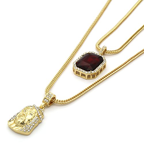 Algopix Similar Product 12 - Gold Tone Hip Hop Jesus Face Piece 