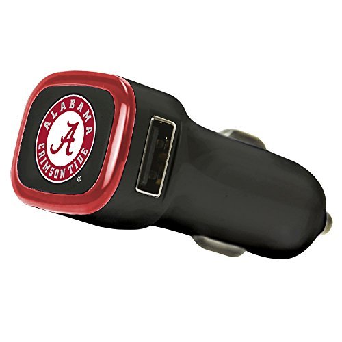NCAA Alabama Crimson Tide USB Car Charger, Black, 3.1 mAh