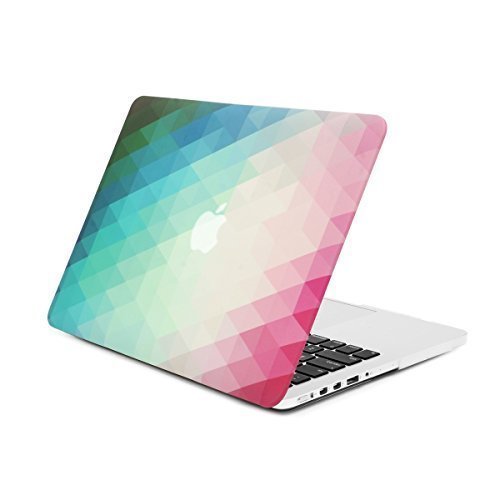 Unik Case Green/Pink Gradient Ombre Triangular Galore Graphic Ultra Slim Light Weight Matte Rubberized Hard Case Cover for Macbook Pro 13