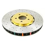 DBA DBA52124GLDXS 5000 Series XS Gold Hat Premium Cross-Drilled and Slotted Front Vented Fully Assembled Disc Brake Rotor – 2 Piece