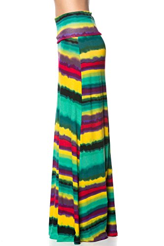 

Womens Tie Dye Maxi Skirts Fold Over Skirts Long Skirt Dress Printed Skirts
