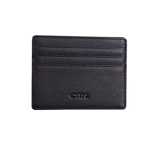 OMT Genuine Leather Unisex Slim Front Pocket Card Case Credit Super Thin Fashion Card Holder Wallet With ID Card Window