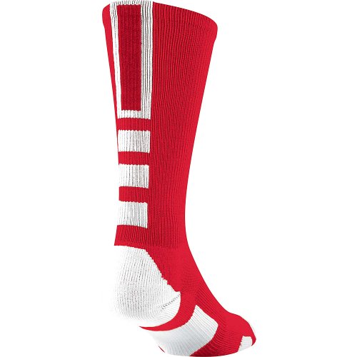 Baseline 2.0 Athletic Crew Socks (Red/White, X-Large)