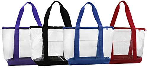 Clear ZIPPER tote with color trim and bottom