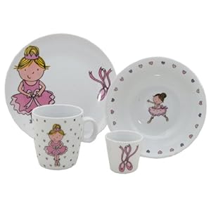 Артур дерево Балерина детские 4 шт керамические ужин - Plate, Bowl, кружки & Egg Cup