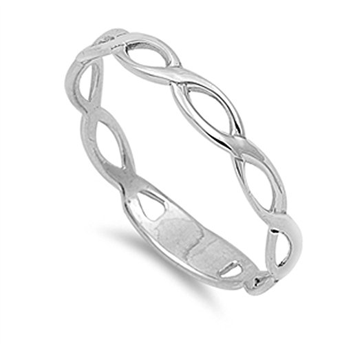 Wave Infinity Solid Beautiful Ring New .925 Sterling Silver Band Sizes 2-12