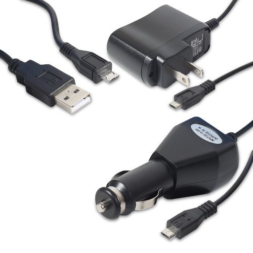 Fosmon Micro USB Value Bundle for Amazon Fire Phone - Includes Home AC Wall Charger, 12V Car Charger and Micro USB Charge & Transfer Cable
