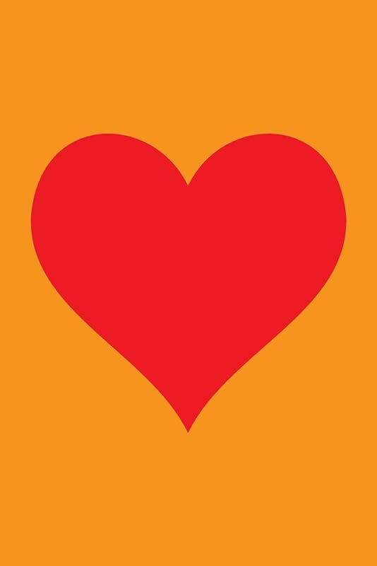 100 Page Blank Notebook - Red Heart on Orange: Unruled; Unlined White Paper; 6" x 9"; 15.2 cm x 22.9 cm; 50 Sheets; Page Numbers; Table of Contents; Diary; Journal; Glossy Cover; Love; Luv by Cactus Publishing Inc.