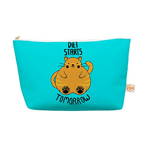 

Kess InHouse Everything Bag, Tapered Pouch, Tobe Fonseca "Diet Starts Tomorrow" Blue Cat, 8.5 x 4 Inches (TF2012AEP03)