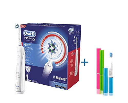 Oral-B White 6000 CrossAction - Cepillo de dientes eléctrico recargable, con conectividad Bluetooth + cepillo sonico de Regalo, recomendado por...