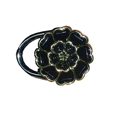 

GC Elegant Lady Folding Purse Handbag Holders Bag Hook Hanger Crystal Rose Black Color JSD18