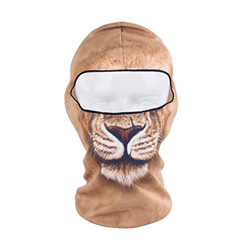 Mengde Unisex Animal Face 3D Print Ski Balaclava Full Face Cycling Mask Style Lion