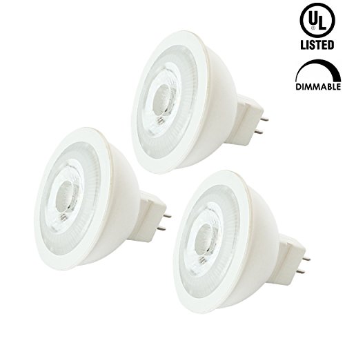 Luxrite LR21303 (3-Pack) 7W MR16 LED Bulb, 12V, 50W Halogen Replacement, Dimmable, Bright White 5000K, 550 Lumens, 25° Narrow Beam Spotlight, GU5.3 Base, UL Listed