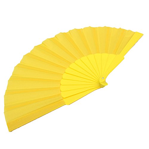 BIUBIU Handheld Fabric Hand Folding Fan, Yellow