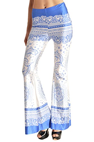 Pink Queen Women's Rock and Roll Indie Wide Leg Flared Bell Bottom Pants