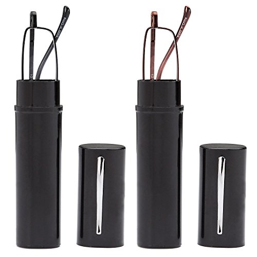 DoubleTake 2 Pairs of Classic Readers in Slim Pen Clip Portable Hard Case Reading Glasses