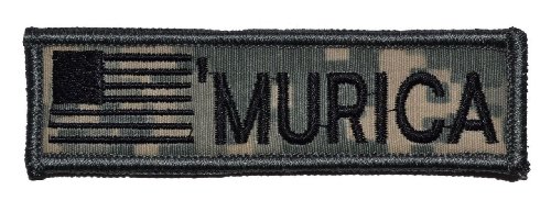 MURICA with USA Flag, Nametape Size 1x3.75 inch Military Patch / Morale Patch - ACU