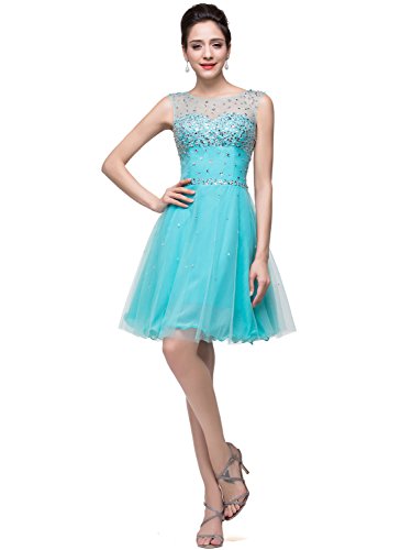 MisShow Sparkly A Line Scoop Short Prom Party Homecoming Dress
