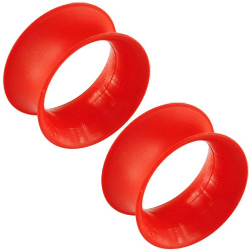 Pair of Silicone Double Flared Skin Eyelets: 00g, wearable length: 5/16