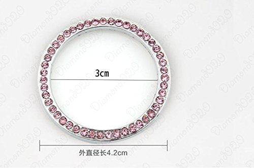 EFORCAR(R)1 PCS NEW Crystal Diamond Car Engine Start Stop Ignition Key Ring Car Auto Interior Decoration (Pink)