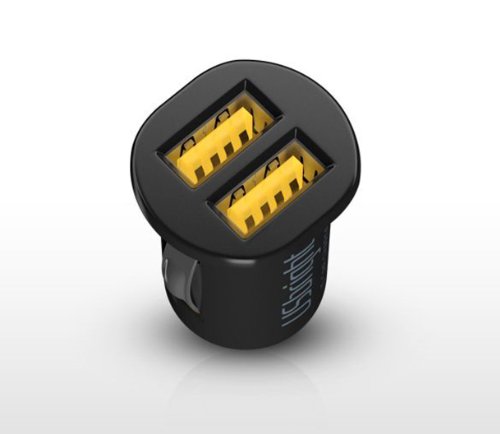 2.1A+超小型+2ポートUSB+シガーソケット+カーチャージャー+オレンジLED発光+30Vまで対応+iPhone5+iPad4+iPad+mini+Android+2100mA+高性能・高品質+【同時充電可能】