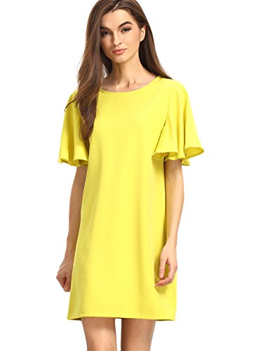 SheIn Women's Ruffle Sleeve Short Sleeve Shift short Dress
