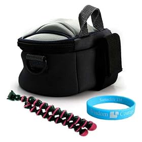Professional Point Gray Durable Carrying Camera Case for JVC GZ- MG750 GZ- MS230 GZ- MG630 Camcorder + Flexible Sturdy Tripod + Wisdom * Courage Wristband