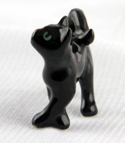 BLACK CAT walks askew New SUPER MINIATURE Figurine Porcelain LITTLE CRITTERZ SM011
