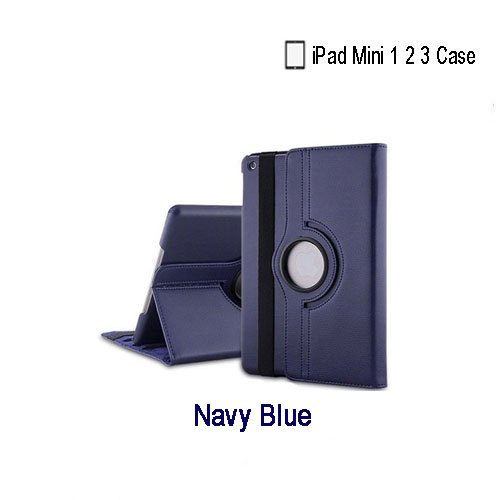 iPad Mini Case,Uvital 360 Degree Rotating PU Leather Case Multi-angle Stand Folio Cover with Smart Wake Up Sleep for iPad Mini 1 2 3(Blue)