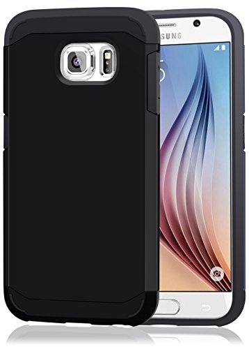 Galaxy S6 Case, NOOT PRODUCTS® [Protector Series] Samsung Galaxy S6 Slim Case [Lifetime Warranty] Premium Hard Polycarbonate + Shock Absorbing TPU [360° Protection] Dual Layer Protective Case Cover for Galaxy S6 (2015) (BLACK-Black)