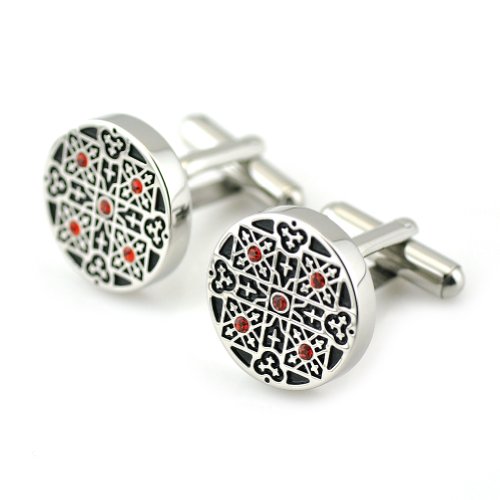 PenSee Rare Retro Stainless Steel & Czech Crystal Diamond Cufflinks for Men with Gift Box
