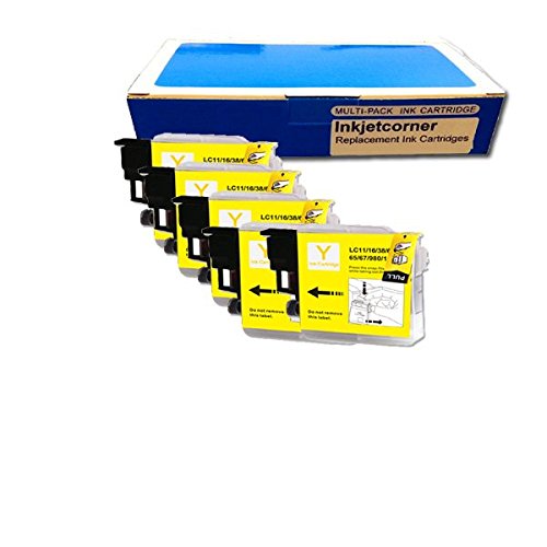 Inkjetcorner 5 Pack Yellow Replacement Ink Cartridge for Brother LC-61 LC61Y MFC-295CN MFC-490CW MFC-495CW MFC-5490CN MFC-5890CN MFC-6490CW MFC-J265w MFC-J410w MFC-J415w MFC-J615W MFC-J630W