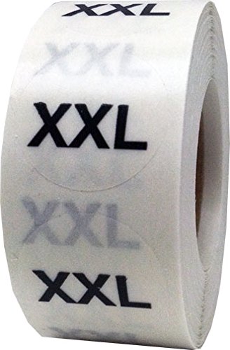 Clear Round Clothing Size Stickers That Say XXL (Extra Extra Large) | Adhesive Labels for Apparel Retail - 500 Total | 0.75 Inches in Diameter - Clear Size Dots With Black Print - Apparel Safe Adhesive | Acid Free | Eco-Friendly Print - 500 Total Size Labels