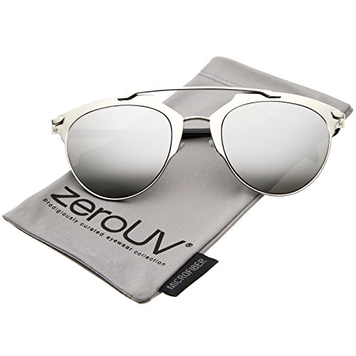 zeroUV - Modern Fashion Metallic Frame Color Mirrored Lens Pantos Aviator Sunglasses