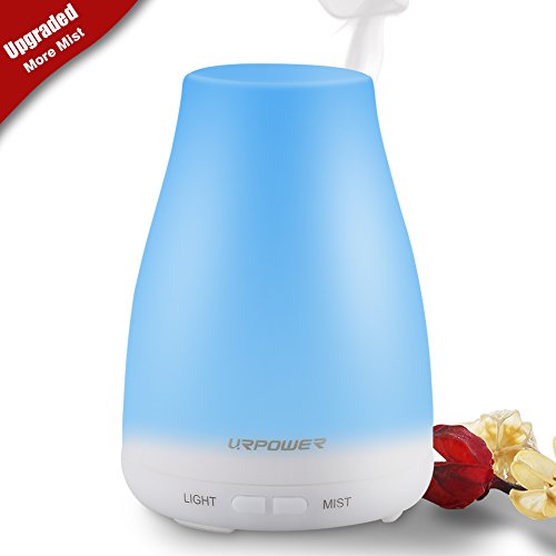 URPOWER 2nd Version Essential Oil Diffuser Aroma Essential Oil Cool Mist Humidifier with Adjustable Mist Mode,Waterless Auto Shut-Off & 7 Color Led Lights Changing for Home Office Baby, 100 ml