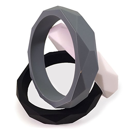 Baby Teething Bracelets (Set of 3) - Safe Silicone Teether Pain Relief That Mom Wears - Twilight