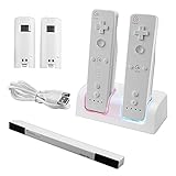 Insten® Dual Remote Charging Station w/ 2 Replacement 2800 mAh Battery +Wireless Sensor Bar Compatible With NIN Wii