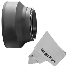 52mm Rubber Lens Hood for NIKON (D7000 D5100 D5000 D3200 D3000 D90 D80) + MagicFiber Microfiber Lens Cleaning Cloth