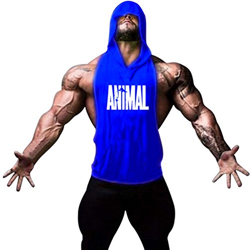 Gillbro Mens Bodybuilding Stringer Hoodie Gym Tank Top Hooded Waistcoat