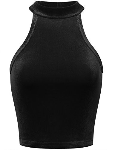 FPT Womens Sleeveless Velvet Crop Top