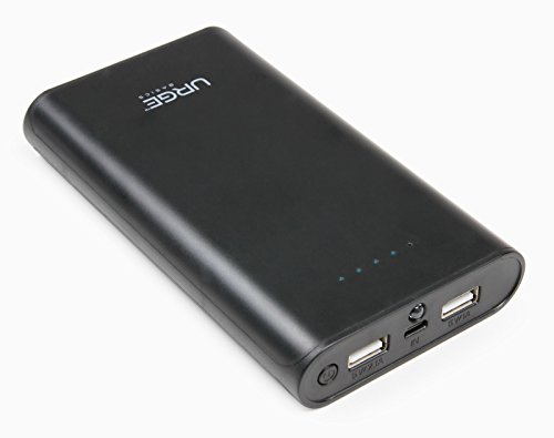 URGE Basics 12,000mAh Universal Dual Port Portable Backup Battery Charger with LED light Power Bank for Smartphones and Tablets (Black)
