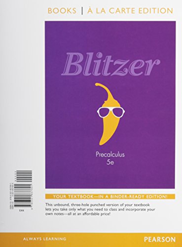 Precalculus, Books a la Carte Edition by Robert F Blitzer