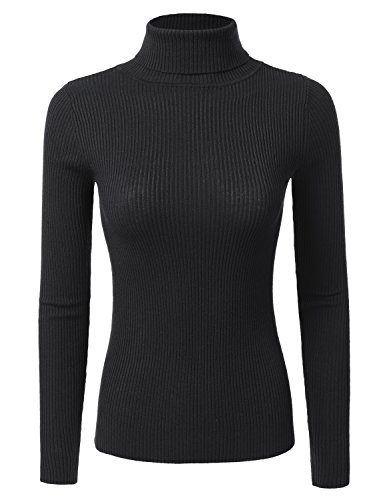DRESSIS Women's Long Sleeve Turtle Neck Ribbed Thermal Sweater Top
