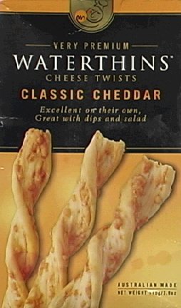 

Waterthins Classic Cheddar Cheese Twists, 3.9-Ounce Boxes (Pack of 6)